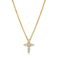 Cross CZ Pendant Necklace in Sterling Silver, Yellow Gold Flashed