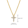 Angle view of Cross CZ Pendant Necklace in Sterling Silver, Yellow Gold Flashed