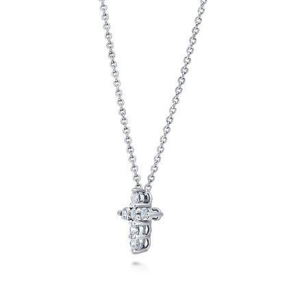 Cross CZ Layered Necklace Set in Gold Flashed Sterling Silver