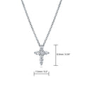 Angle view of Cross CZ Pendant Necklace in Sterling Silver, Rhodium Plated