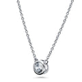 Front view of Solitaire 0.45ct Bezel CZ Necklace in Sterling Silver, Rhodium Plated