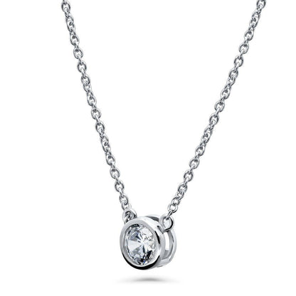 Solitaire CZ Layered Necklace Set in Gold Flashed Sterling Silver
