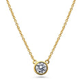 Solitaire 0.45ct Bezel CZ Necklace in Sterling Silver, Yellow Gold Flashed