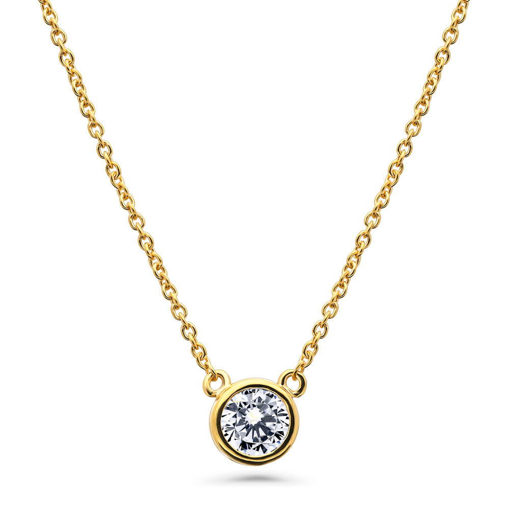 Solitaire CZ Layered Necklace Set in Gold Flashed Sterling Silver, 5 of 10