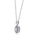 Front view of Halo CZ Pendant Necklace in Sterling Silver, Clear