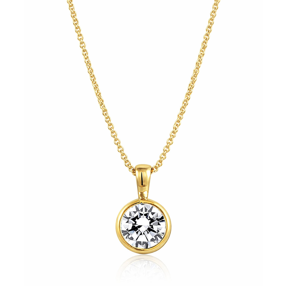 Solitaire 1.25ct Bezel CZ Necklace in Sterling Silver