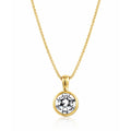 Solitaire 1.25ct Bezel CZ Necklace in Sterling Silver, Gold Flashed