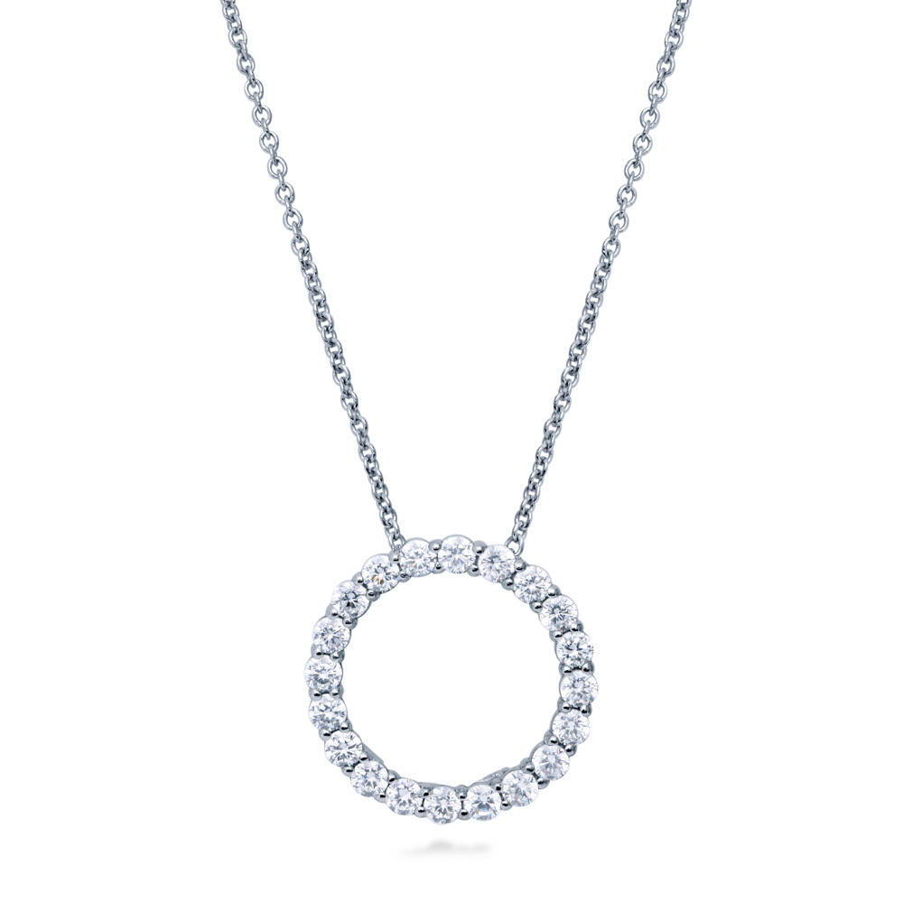 Open Circle CZ Necklace in Sterling Silver