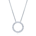 Open Circle CZ Necklace in Sterling Silver, Rhodium Plated