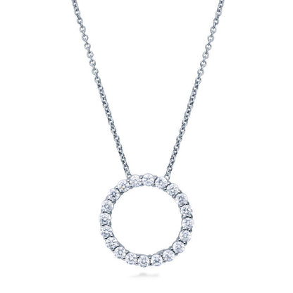 Open Circle CZ Necklace and Earrings in Sterling Silver