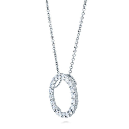 Open Circle CZ Necklace and Earrings in Sterling Silver