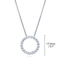 Angle view of Open Circle CZ Necklace in Sterling Silver