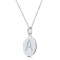 Angle view of Initial Letter CZ Necklace in Sterling Silver, A