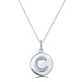 Front view of Initial Letter CZ Necklace in Sterling Silver, C