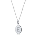 Angle view of Initial Letter CZ Necklace in Sterling Silver, E