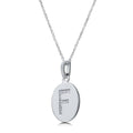 Angle view of Initial Letter CZ Necklace in Sterling Silver, F