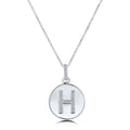 Front view of Initial Letter CZ Necklace in Sterling Silver, H