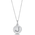 Front view of Initial Letter CZ Necklace in Sterling Silver, J