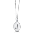 Angle view of Initial Letter CZ Necklace in Sterling Silver, J