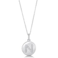 Front view of Initial Letter CZ Necklace in Sterling Silver, N