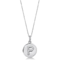 Front view of Initial Letter CZ Necklace in Sterling Silver, P