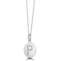 Angle view of Initial Letter CZ Necklace in Sterling Silver, P