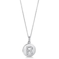 Front view of Initial Letter CZ Necklace in Sterling Silver, R