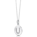 Angle view of Initial Letter CZ Necklace in Sterling Silver, U