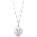 Front view of Initial Letter CZ Necklace in Sterling Silver, V