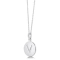 Angle view of Initial Letter CZ Necklace in Sterling Silver, V