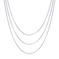 Italian Layered Rolo Chain Necklace in Sterling Silver, 3-Piece, Rhodium Plated / 16-20 inch