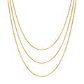 Italian Layered Rolo Chain Necklace in Sterling Silver, 3-Piece, Yellow Gold Flashed / 16-20 inch