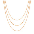Italian Layered Rolo Chain Necklace in Sterling Silver, 3-Piece, Rose Gold Flashed / 16-20 inch