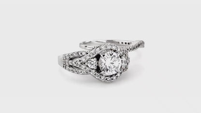 3-Stone Ring, Wishbone Curved Half Eternity Ring