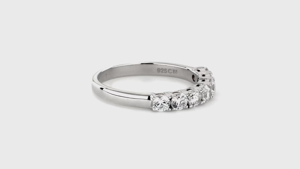 7-Stone CZ Eternity Ring in Sterling Silver, 3 of 8