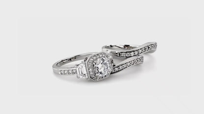 Curved Half Eternity Ring, Halo Ring