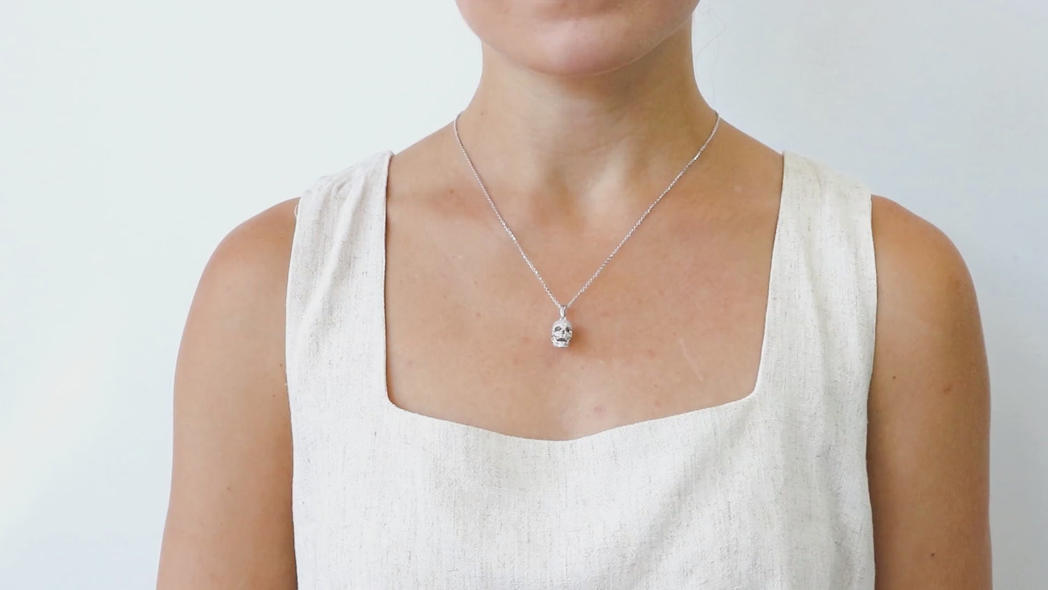 Skull Bones CZ Necklace in Sterling Silver, 4 of 5