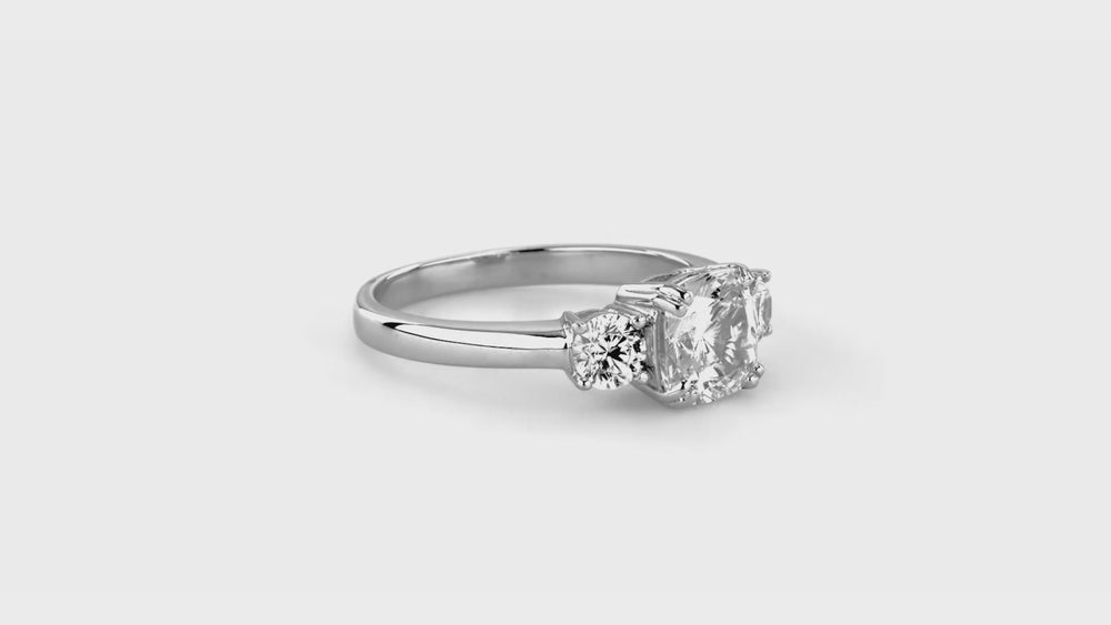 3-Stone 2ct Cushion CZ Ring in Sterling Silver, 7 of 13