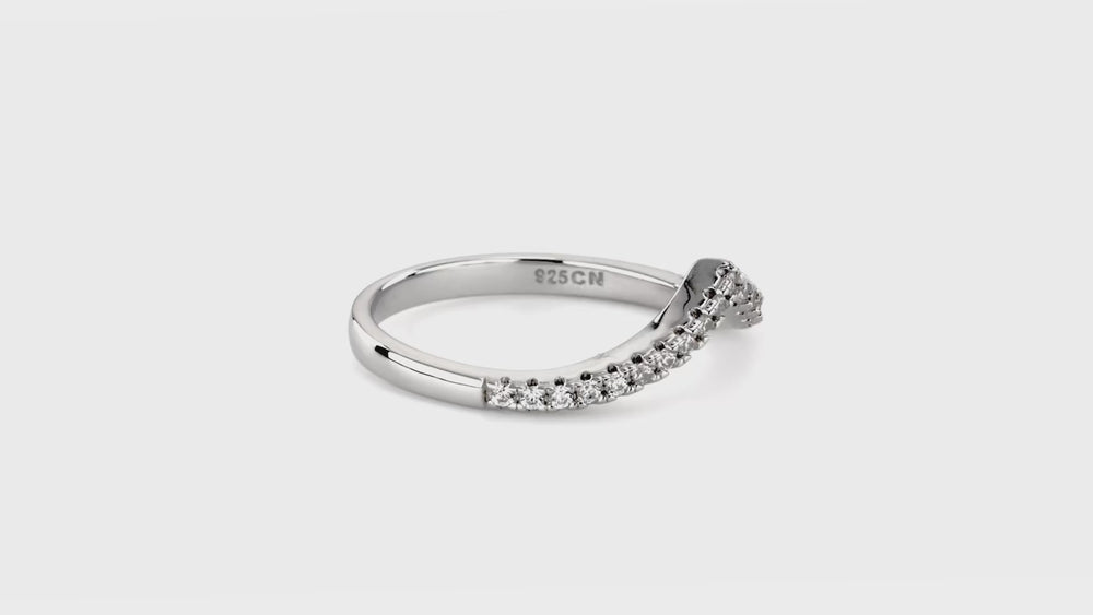 Wishbone CZ Eternity Ring in Sterling Silver, 3 of 8