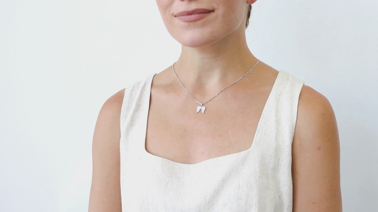 Angel Wings CZ Necklace in Sterling Silver, 4 of 7