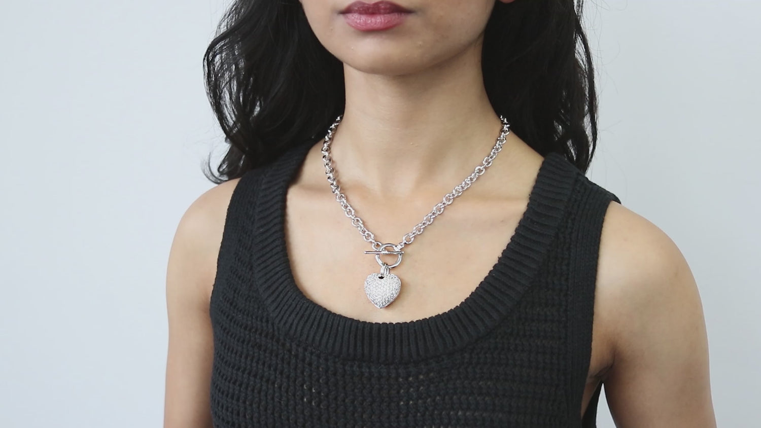 Heart CZ Toggle Necklace
