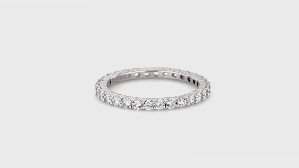 Bubble Bezel CZ Eternity Ring Set in Sterling Silver, 6 of 8