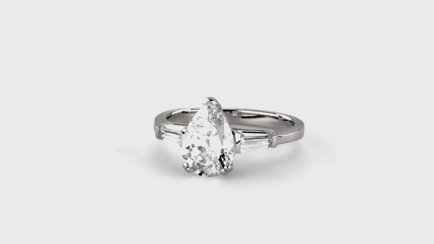 Solitaire 1.8ct Pear CZ Ring in Sterling Silver, 8 of 8