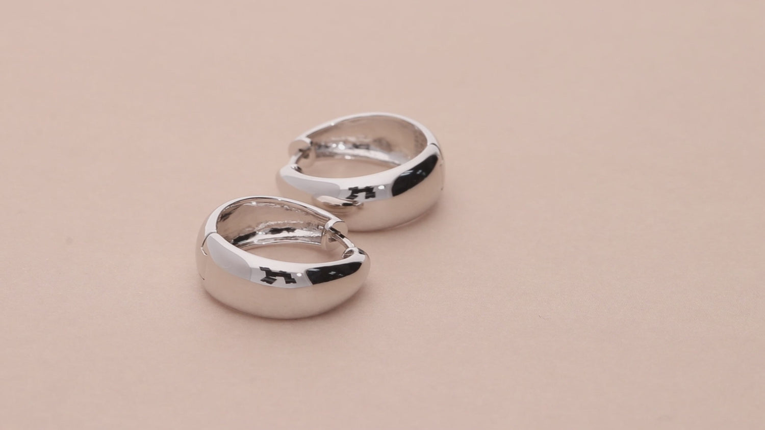 Dome Small Hoop Earrings in Sterling Silver 0.8 inch