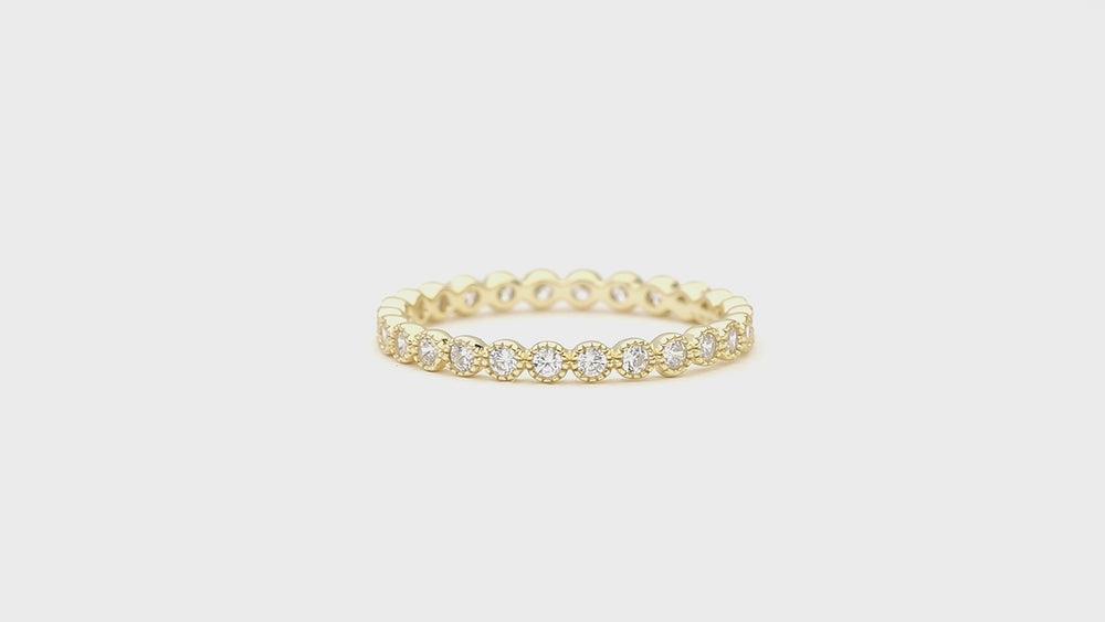 Bubble Milgrain Bezel CZ Eternity Ring Set in Sterling Silver, 3 of 9