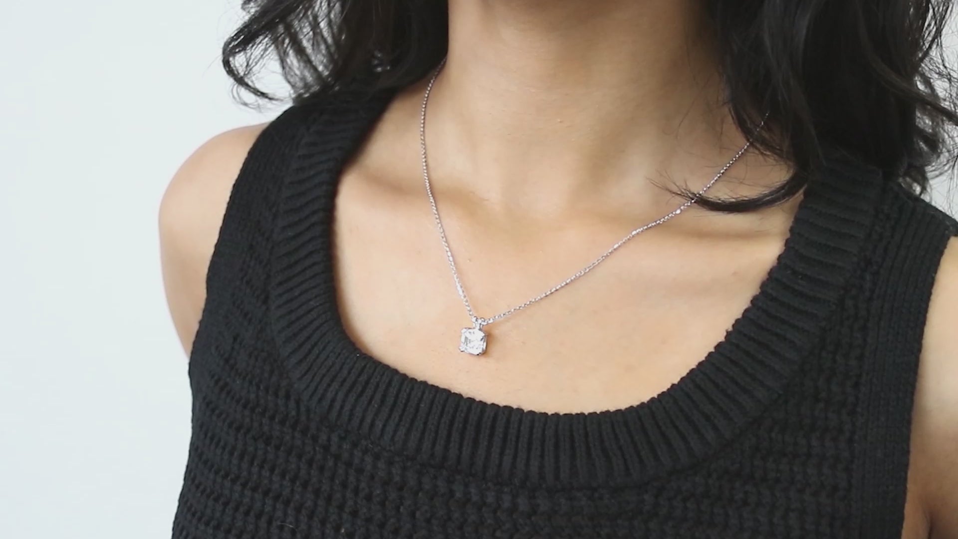 Video Contains Solitaire 6ct Asscher CZ Pendant Necklace in Sterling Silver, 2 Piece. Style Number VS592-01