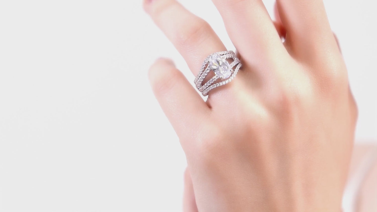 Wishbone CZ Eternity Ring in Sterling Silver, 4 of 19