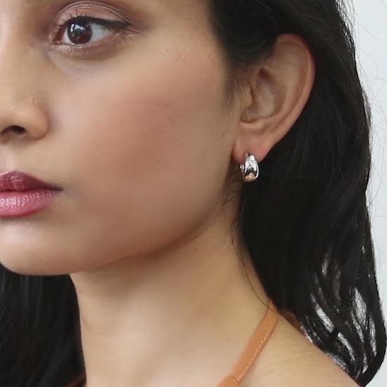 Video Contains Dome Huggie Earrings in Sterling Silver, 2 Pairs. Style Number VS786-01