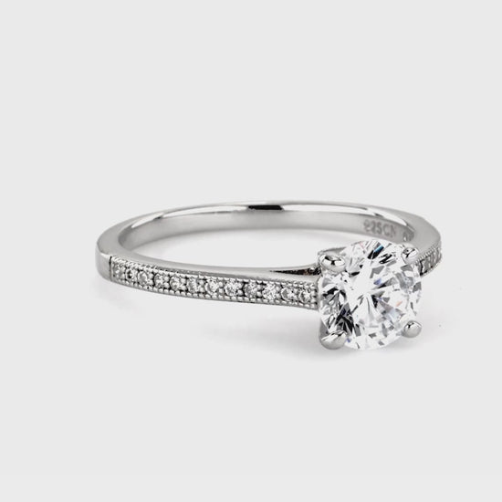 Video Contains Solitaire 1ct Round CZ Ring Set in Sterling Silver. Style Number VR333-02