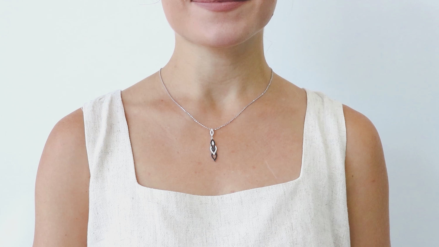Black and White CZ Necklace in Sterling Silver, 3 of 9